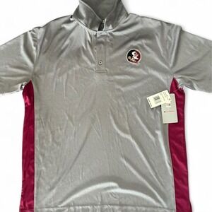 NWT Colosseum Florida State Seminoles gray polo shirt with maroon side panels